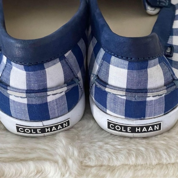 Cole Hahn Navy Plaid Loafers size 6.5 - Picture 3 of 6